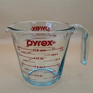 Pyrex Clear Glass Cup with Red Markings
